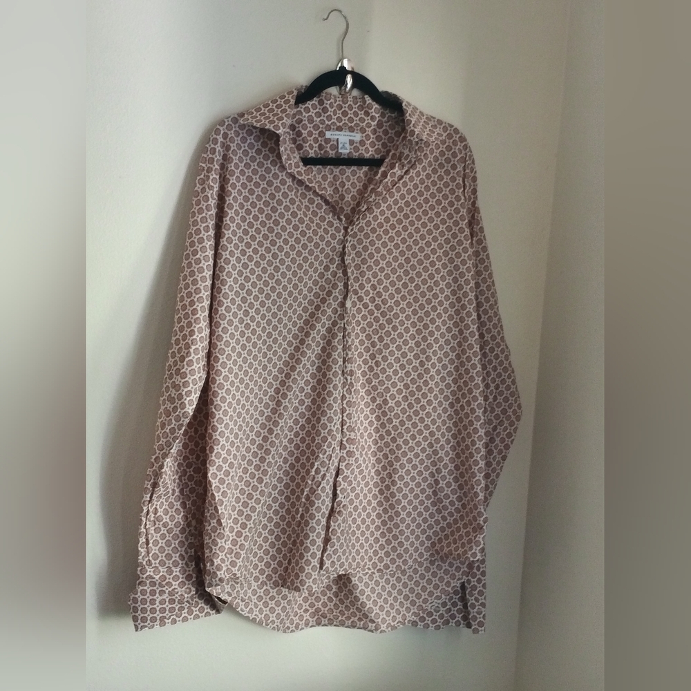 Banana Republic Shirt Men XL Red and White Patterned Office Versatile Casual Y2K
